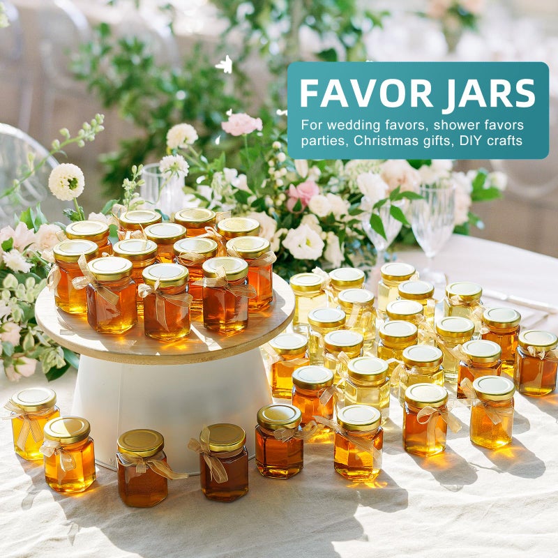 Ritayedet 40 Pack Small Glass Honey Jars with Lids for Wedding Favor, Baby Showers, 3 Oz Airtight Glass Canning Jars with Lids, Candle Jars for Spice, Candy, Jam, Waterproof Stickers - Image 2